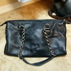 Donald J Pliner genuin black leather satchel purse